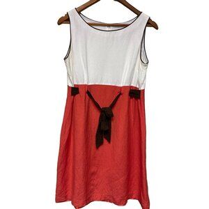 Willow Glen Color Block Belted Sleeveless Linen Dress Lined Women's 12 Petite 12